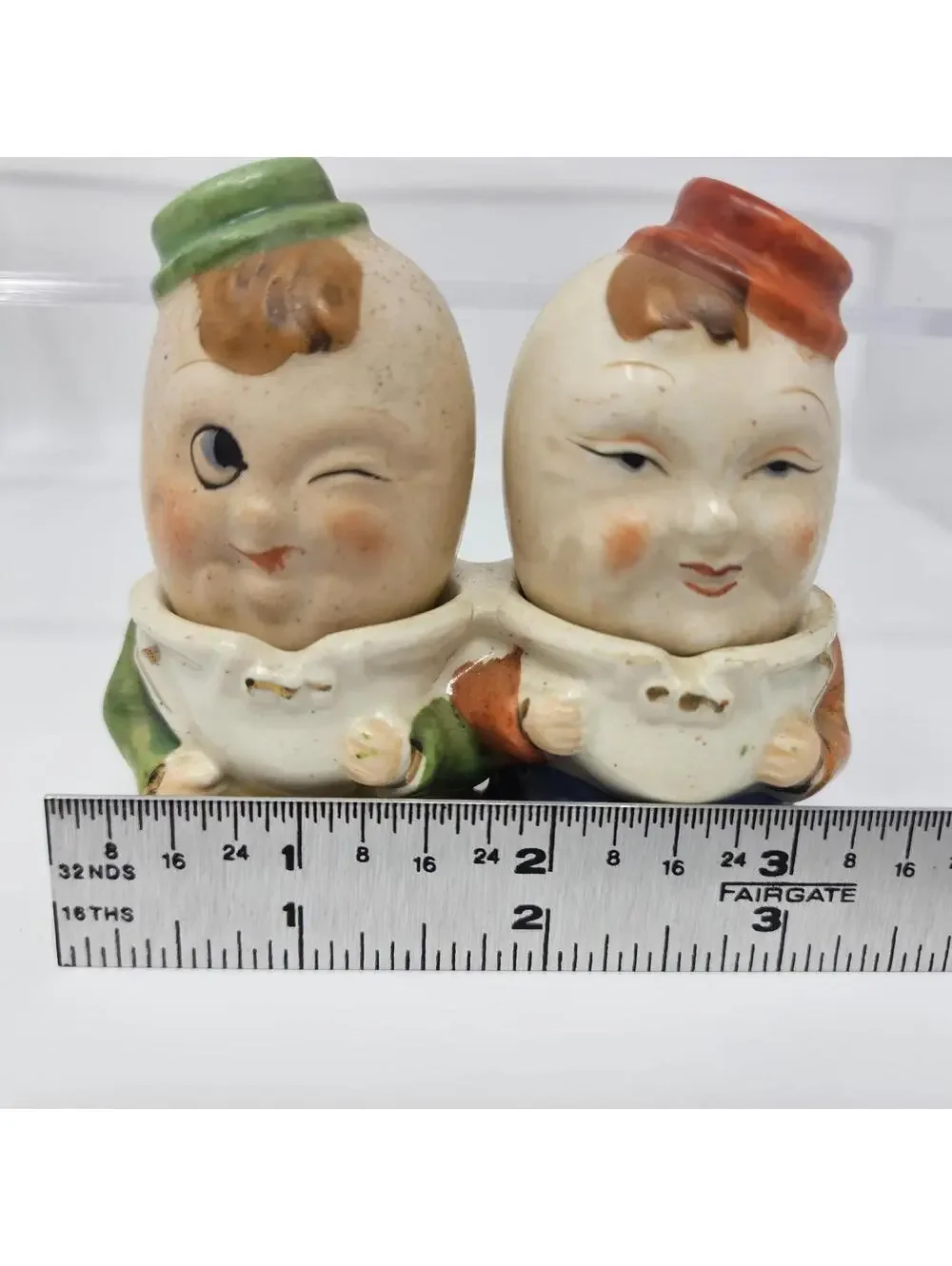 3 Pc Set Vtg Egg Head Humpty Dumpty Salt Pepper Shakers Japan Anthropomorphic